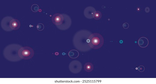 Dark background design of particle connection with red and blue lights. vector illustration.