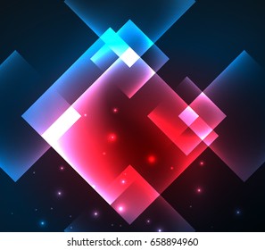 Dark background design with shiny glowing effects, lines and glass squares