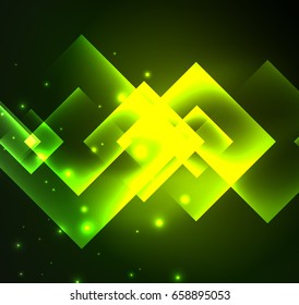 Dark background design with shiny glowing effects, lines and glass squares