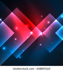 Dark background design with shiny glowing effects, lines and glass squares