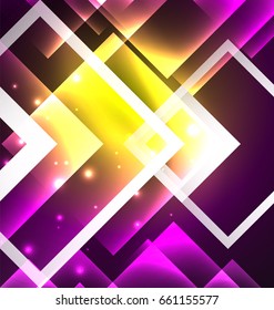 Dark background design with shiny glowing effects, lines and glass squares
