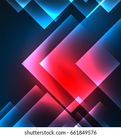 Dark background design with shiny glowing effects, lines and glass squares