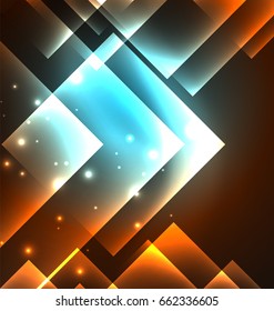 Dark background design with shiny glowing effects, lines and glass squares