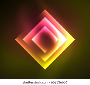 Dark background design with shiny glowing effects, lines and glass squares