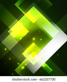 Dark background design with shiny glowing effects, lines and glass squares