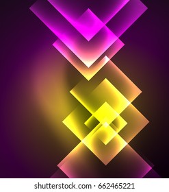 Dark background design with shiny glowing effects, lines and glass squares