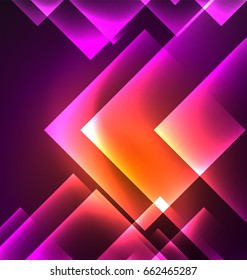Dunkles Hintergrunddesign mit glänzenden Lichteffekten, Linien und Glasquadraten