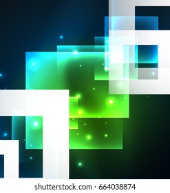 Dark background design with shiny glowing effects, lines and glass squares