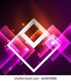 Dark background design with shiny glowing effects, lines and glass squares