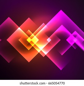 Diseño de fondo oscuro con efectos brillantes, líneas y cuadrados de vidrio