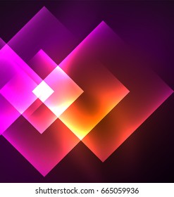 Dark background design with shiny glowing effects, lines and glass squares