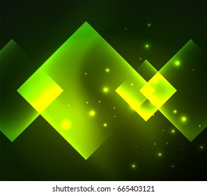 Design de fundo escuro com efeitos brilhantes, linhas e quadrados de vidro