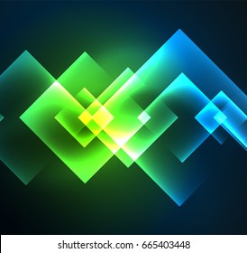 Dark background design with shiny glowing effects, lines and glass squares