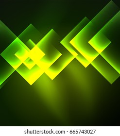 Dark background design with shiny glowing effects, lines and glass squares