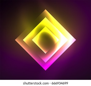 Diseño de fondo oscuro con efectos brillantes, líneas y cuadrados de vidrio