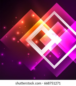 Dark background design with shiny glowing effects, lines and glass squares