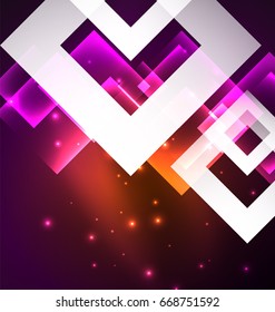 Dark background design with shiny glowing effects, lines and glass squares