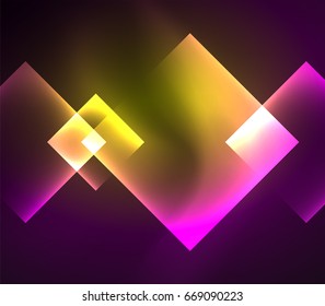 Dark background design with shiny glowing effects, lines and glass squares