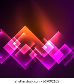 Dark background design with shiny glowing effects, lines and glass squares