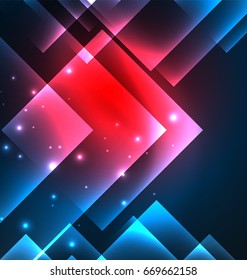 Dark background design with shiny glowing effects, lines and glass squares