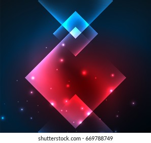 Diseño de fondo oscuro con efectos brillantes, líneas y cuadrados de vidrio