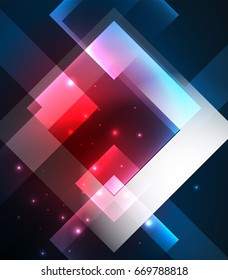 Dark background design with shiny glowing effects, lines and glass squares