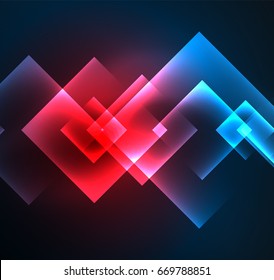 Dark background design with shiny glowing effects, lines and glass squares