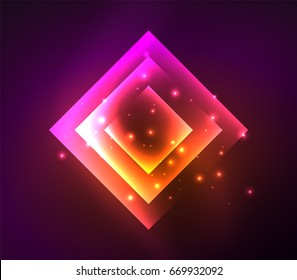 Diseño de fondo oscuro con efectos brillantes, líneas y cuadrados de vidrio