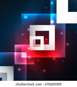 Dark background design with shiny glowing effects, lines and glass squares