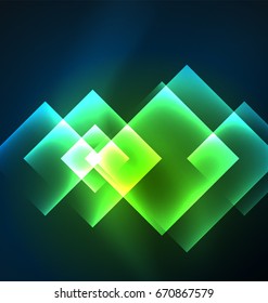Dark background design with shiny glowing effects, lines and glass squares