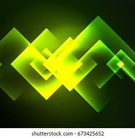 Dark background design with shiny glowing effects, lines and glass squares