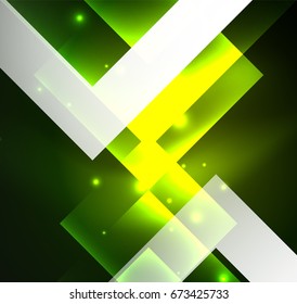 Dark background design with shiny glowing effects, lines and glass squares