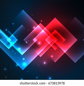 Dark background design with shiny glowing effects, lines and glass squares
