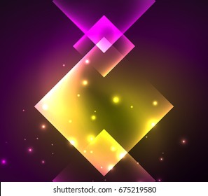 Dark background design with shiny glowing effects, lines and glass squares