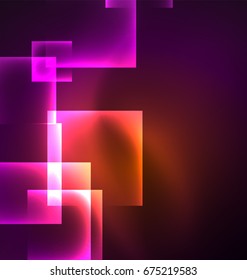 Diseño de fondo oscuro con efectos brillantes, líneas y cuadrados de vidrio
