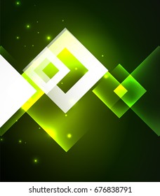 Dunkles Hintergrunddesign mit glänzenden Lichteffekten, Linien und Glasquadraten