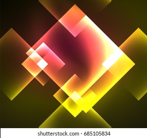 Dark background design with shiny glowing effects, lines and glass squares