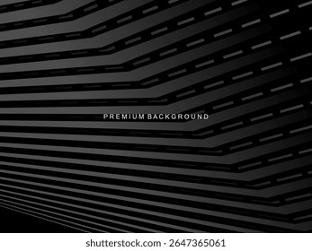 Dark background with diagonal geometric patterns and 3D effect, suitable for modern and professional designs.