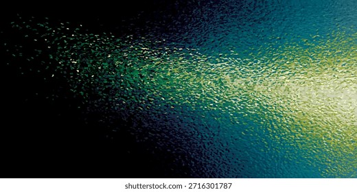 Un fondo oscuro con una franja diagonal de luz texturizada, en transición de azul profundo a verde y amarillo vibrante.