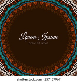 Dark background with doodle ethnic frame