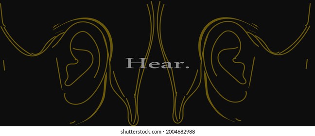 Dark background with ear shape for covers, banners, posters, billboards