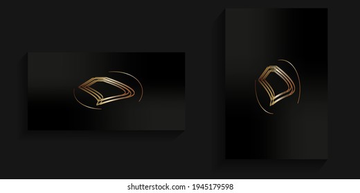 Dark background with elegant gold colored logo in the middle for cards, banners, covers, social media backgrounds, logos