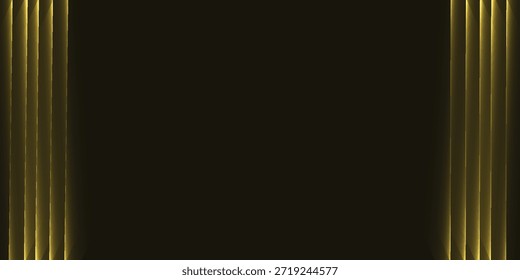 Um plano de fundo escuro com linhas verticais douradas elegantes nos lados esquerdo e direito, criando um quadro ou borda sofisticado.