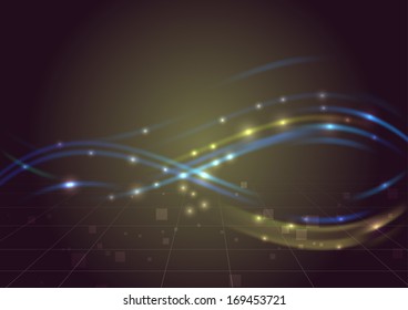 Dark background with an energy swoosh. Vector illustration