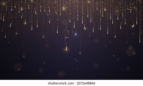 Fondo oscuro con chispas doradas caídas con rastros