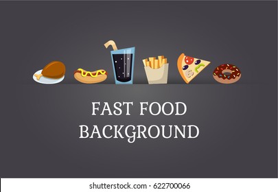 Dark background with fast food icons. EPS10.