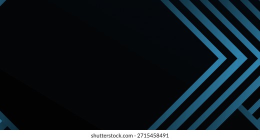 Un fondo oscuro con líneas azules geométricas modernas que forman un patrón abstracto de flecha o chevron a la derecha, lo que sugiere movimiento y dirección en un diseño minimalista.