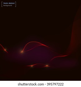 Dark background of fiery red and orange waves. Colorful vector abstract 3d texture . Wavy wallpaper for decor and design.
