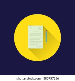 Dark background with flat document symbol. eps10