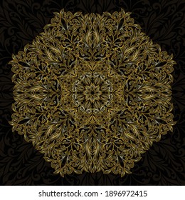 Fondo oscuro con un patrón floral color dorado y sombras